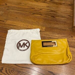MICHAEL Michael Kors Yellow  Leather Berkley Clutch Purse w/ Gold Accent